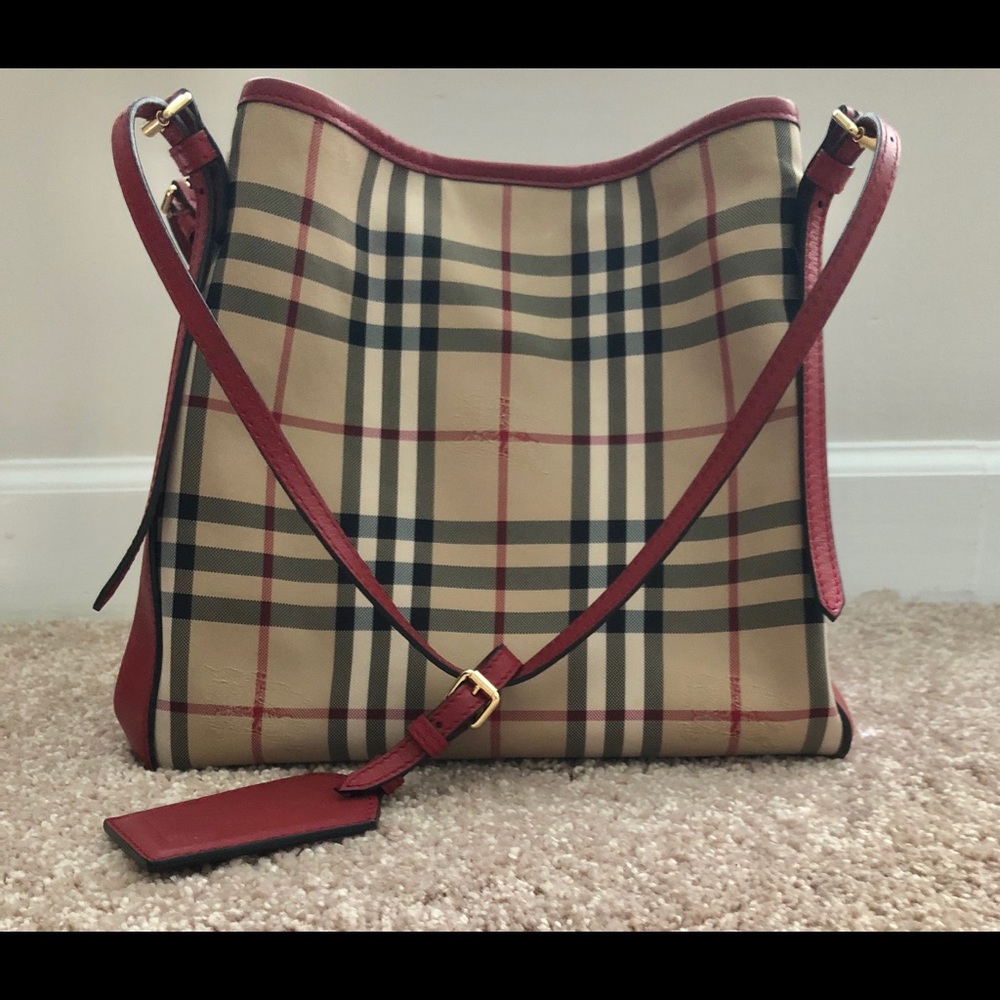 Burberry Horseferry Check Canter Leather Tote